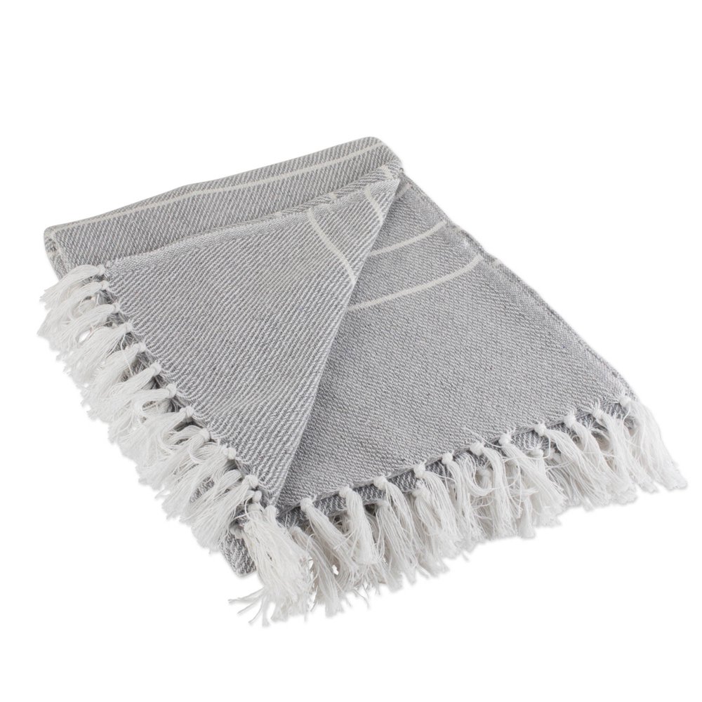 DII Rustic Farmhouse Cotton Thin White Striped Blanket Throw with