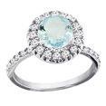 thumbnail image 1 of 14K White Gold Natural Aquamarine Ring Round 8mm Floating Halo Diamond, size 9.5, 1 of 4