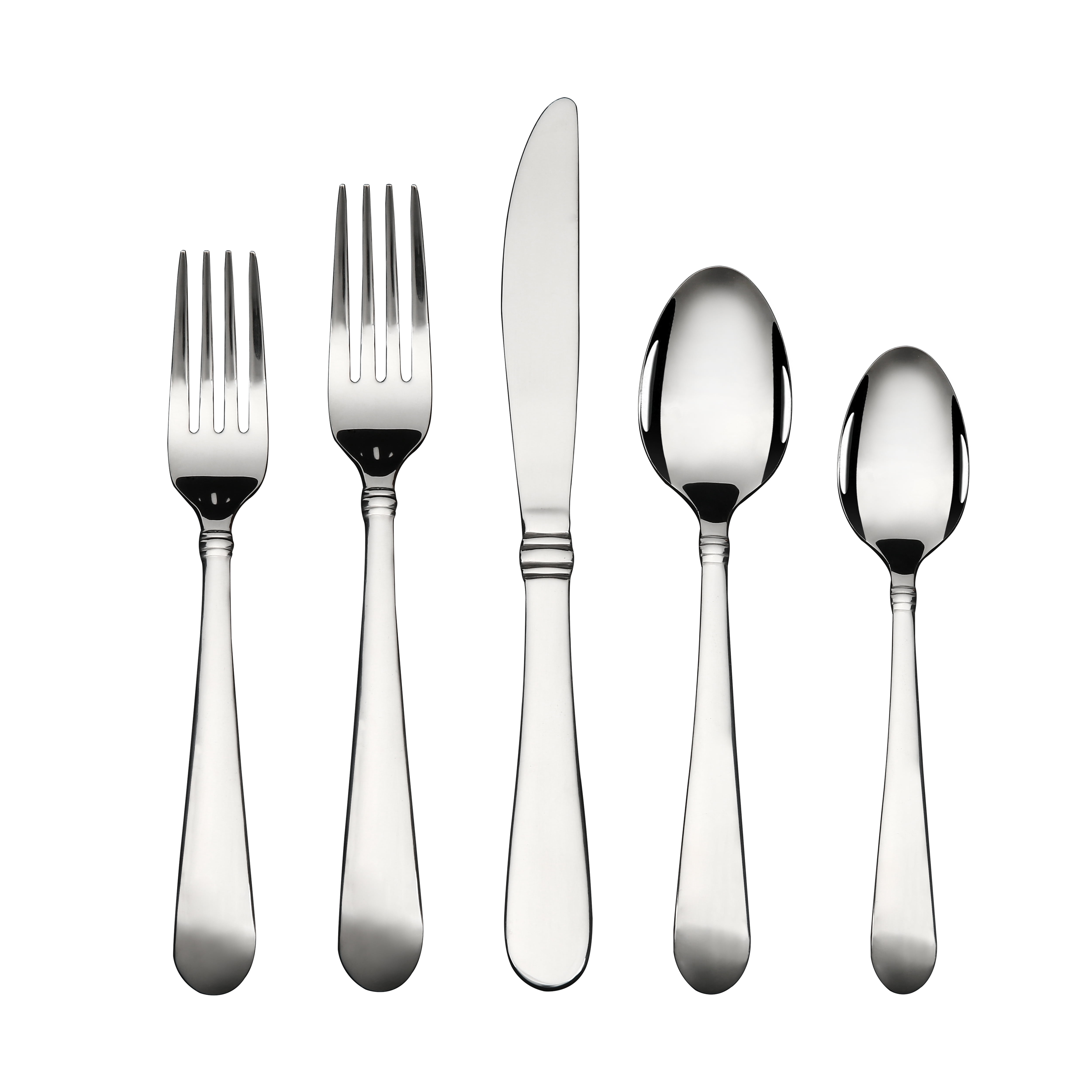 Mainstays Camfield 20 Piece Stainless Steel Flatware Set, Silver Tableware Service for 4