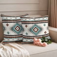 thumbnail image 2 of Turquoise Red Boho Outdoor Waterproof Pillow Covers, Southwestern Ethnic Aztec Retro Geometric Decorative Square Throw Pillowcase Sofa Cushion Sham for Patio/Couch/Chair, 16"x16" 2 Pack, 2 of 8