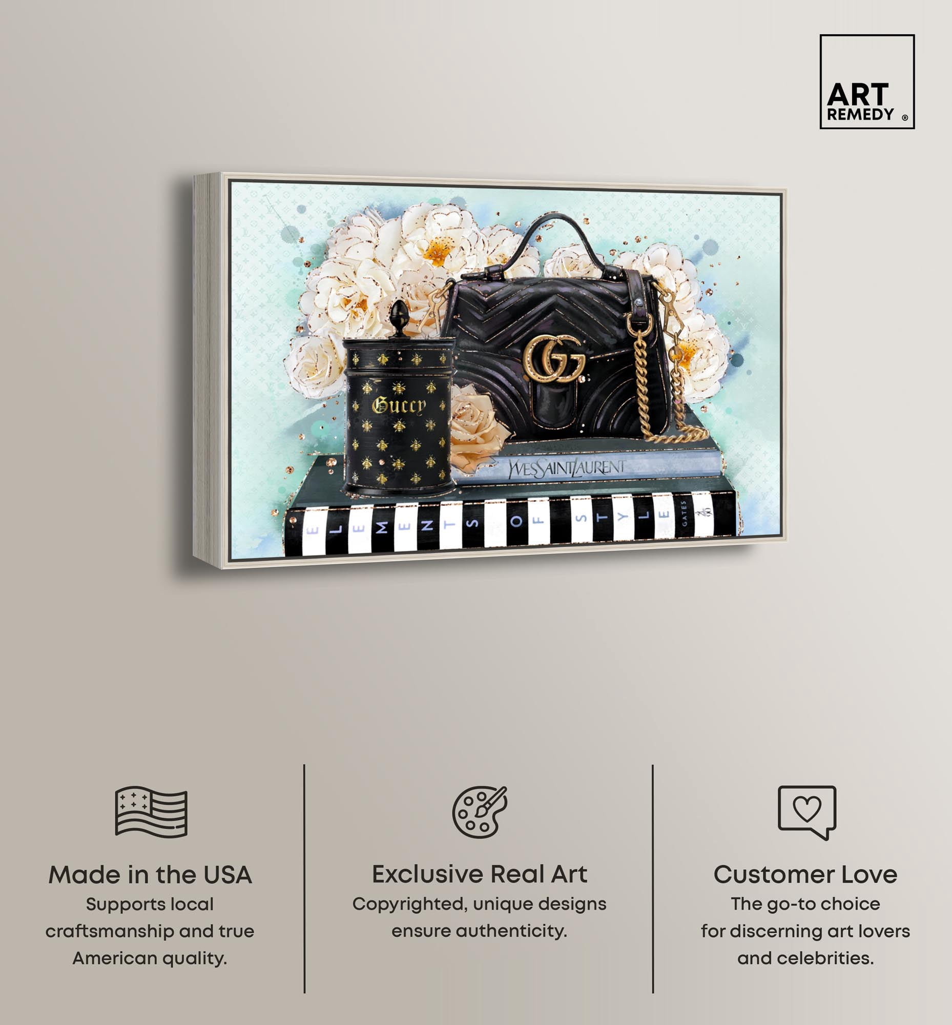 Beloved Elements Blue Canvas Fashion Art Prints by Art Remedy, Silver Frame, 36" x 24"