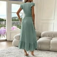 thumbnail image 2 of QHFBli Women's Casual Summer Ruffle Short Sleeve T Shirts Maxi Dress 2025 Spring V Neck Flowy Tiered Boho Beach Dresses, 2 of 7