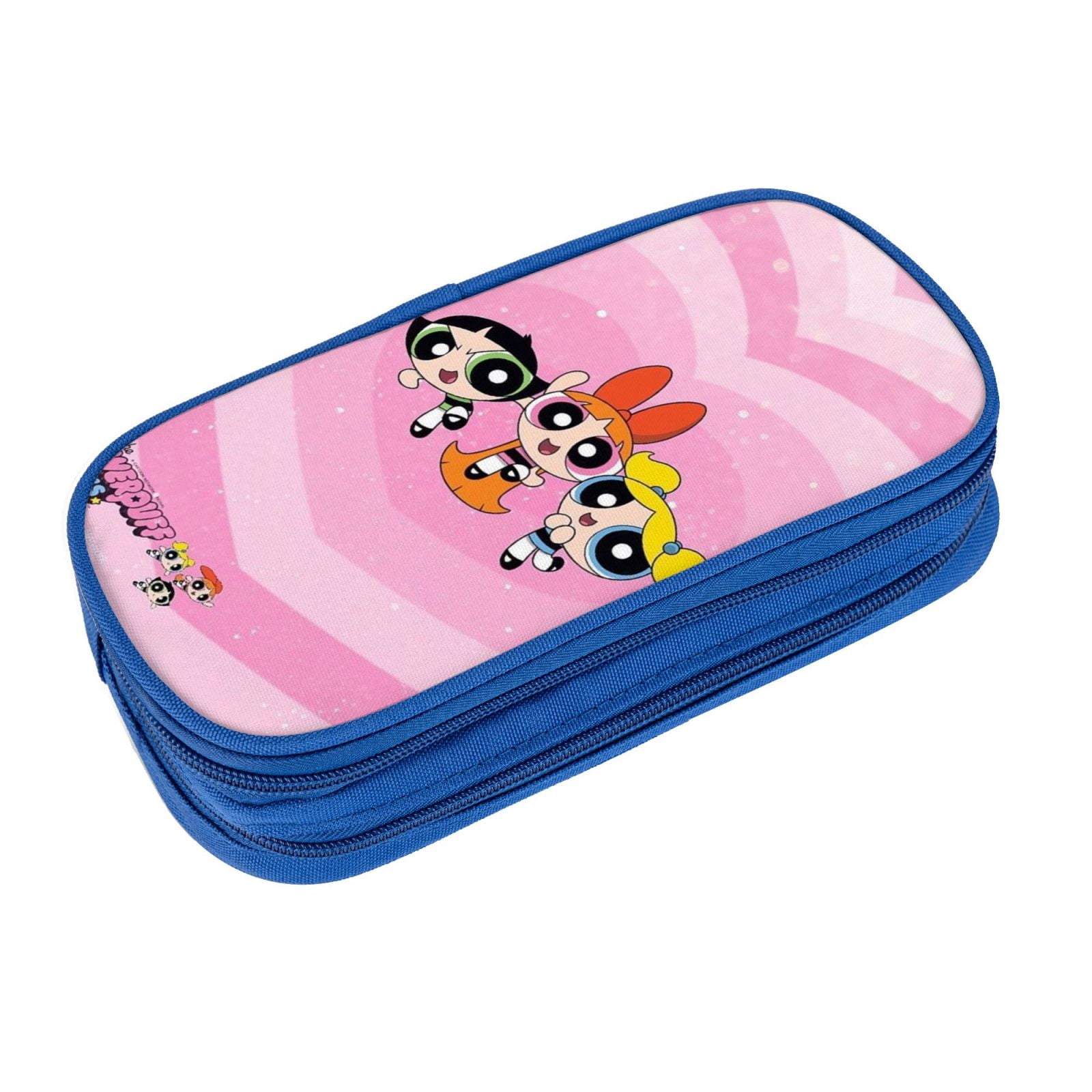 The Powerpuff Gi-rls Pencil Case Large Capacity Pencil Pouch Penbag Office Stationery Organizer Travel Makeup Bag Blue