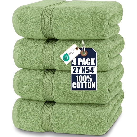 Utopia Towels 4 Pack Premium Bath Towels Set, 27 by 54 Inches, 100% Ring Spun Cotton 600GSM, Lightweight and Highly Absorbent Quick Drying Towels, Perfect for Daily Use, Sage Green
