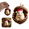 thumbnail image 2 of Acorn Shell Forest Animal Christmas Ornaments, Santa Hat Cute Wildlife Hanging Pendant, 2D Flat Acrylic Cute Creature Hanging Pendants, Festive Tree Decor Charms for Xmas Wreath, Garland Decoration, 2 of 4