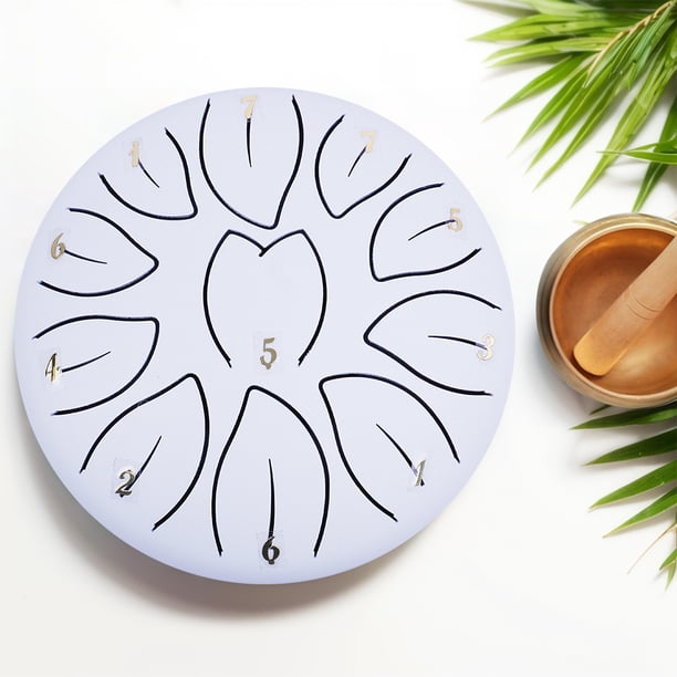 6 pulgadas 11 notas Tambor de lengua de acero con bolsas de batería Música Mazos de batería Pellejas con el dedo CHIME para meditación de yoga Regalo único