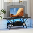 thumbnail image 2 of Costway 3-Tier TV Stand with Power Outlets for 65" TVs, LED Lights & Remote Storage Shelves Black, 2 of 10