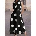 thumbnail image 3 of Women Sleeveless Polka Dot Maxi Dress Black and White V-Neck Button Front, 3 of 10