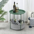 thumbnail image 2 of VECELO Round Side Table with Storage, Metal Small Nightstand with Removable Tray Top and Fabric Storage Basket for Living Room, Bedroom, Nursery, Laundry, Dark Green, 2 of 8