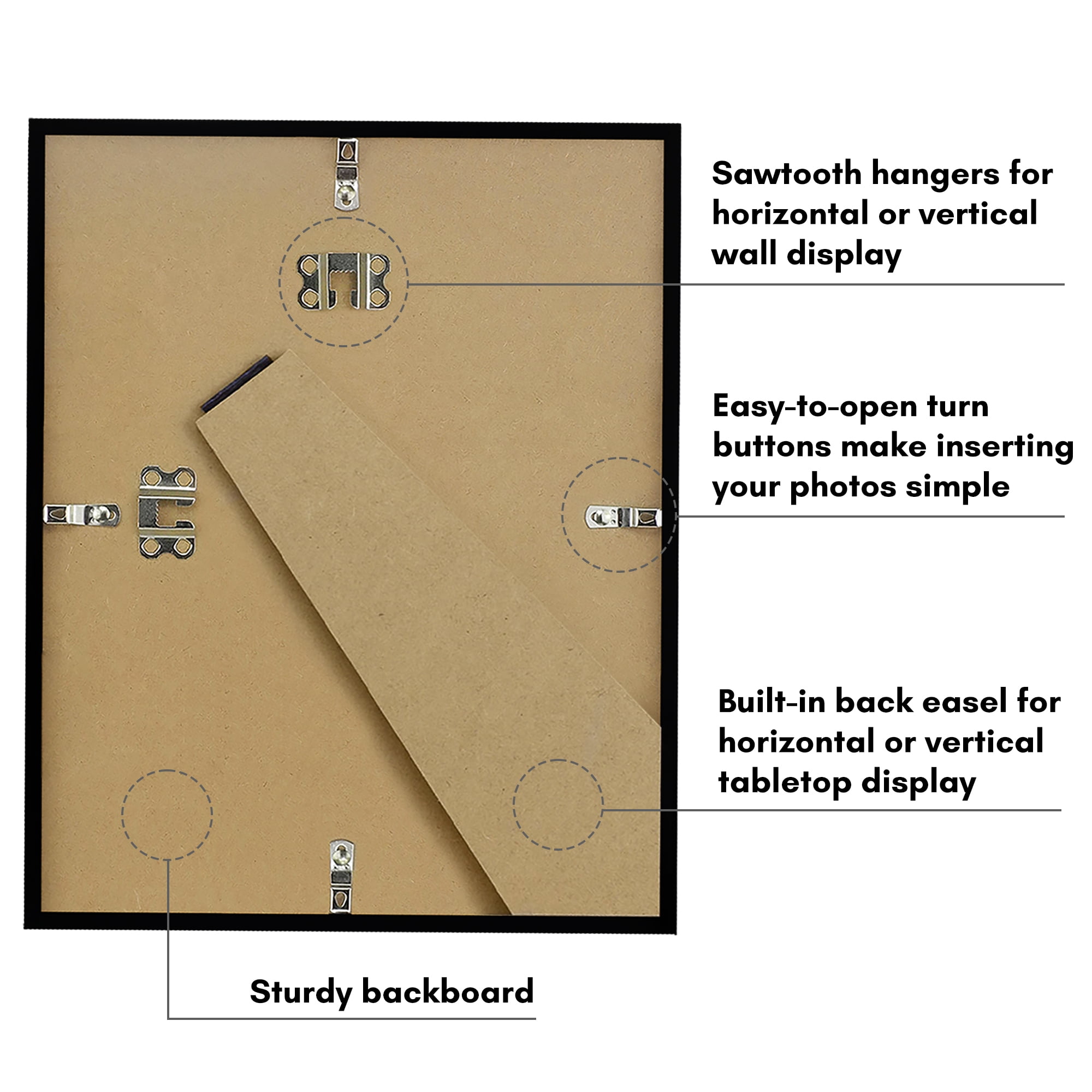 Americanflat 8x10 Picture Frame with Shatter-Resistant Glass Streamline Collection Thin Border Photo - Black