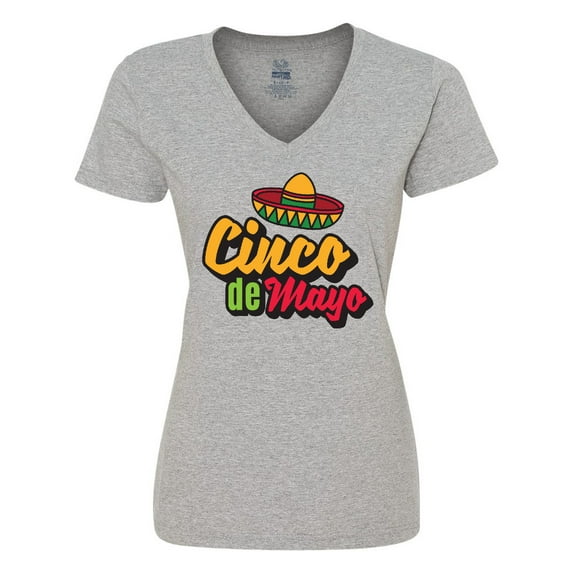 Inktastic Cinco De Mayo with Sombrero Women's V-Neck T-Shirt
