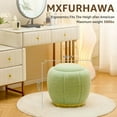 thumbnail image 3 of Velvet storage stool, modern round footstool, upholstered chair, small coffee table, suitable for corridors, living rooms, bedrooms, white green, 3 of 6