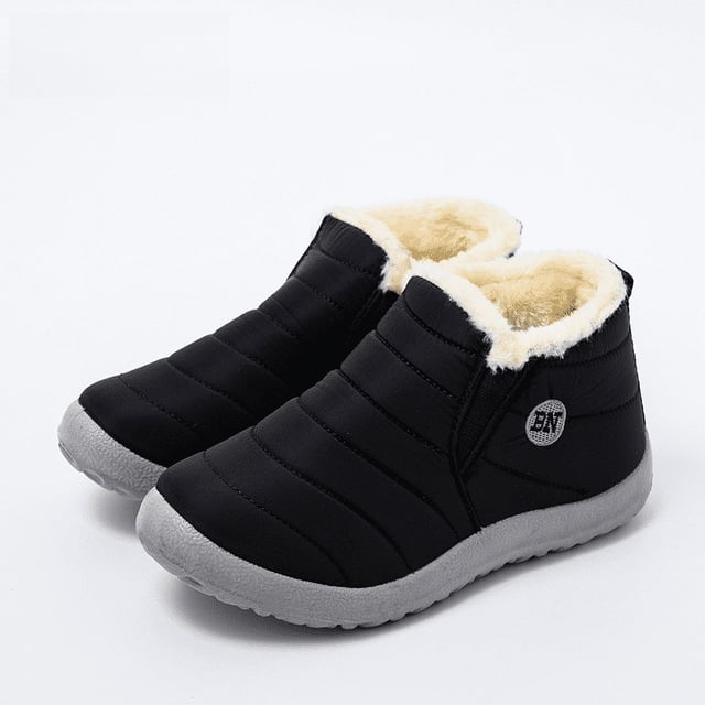 Botas de nieve para mujer, cálidas, de invierno, con forro polar, cortas, de algodón, planas y gruesas, impermeables y antideslizantes