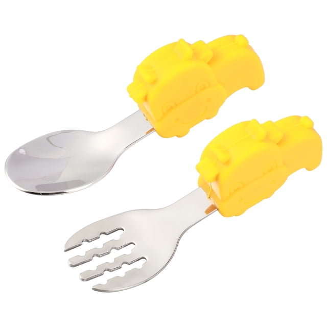 MasteelfCA 1 Set Baby Essentials Spoon Fork Set Durable Practical Kids Spoon Fork Set
