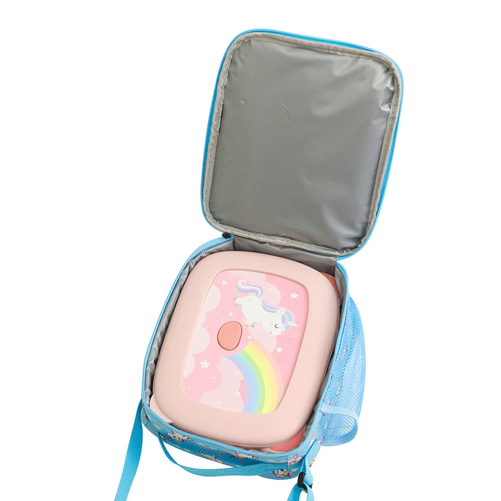 Mesa Pink Unicorn Lunch Box for Kids - Kids Lunchbox for School, Daycare,  Kindergarten - Insulated Lunch Box for Girls- With Handle, Shoulder Strap,  Zipper Front Pocket & Side Bottle Holder 