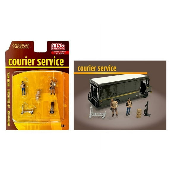 Courier Service Figure Set, Multi- - American Diorama AD-76495MJ - 1/64 Scale Diorama Accessory
