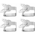 thumbnail image 1 of Clips para mantel Juego de 4 clips para mantel de acero inoxidable para mantel, mantel, clips para mantel (mariposa), acero antioxidante, plateado 1, 6,5 5 cm, 1 of 5
