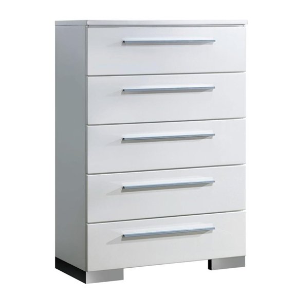 Bowery Hill Solid Wood Glossy White Chest Rectangular Felt-Lined 35"W x 17.75"D x 50.88"H Assembled