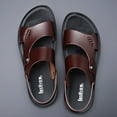 thumbnail image 6 of Mepaouo Mens Leather Slides Lightweight Open Toe Summer Sandals Arch Support Flat Slippers Shoes, 6 of 8