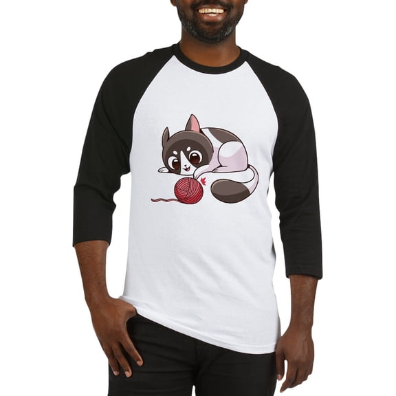CafePress - Cute Kawaii Cat Baseball Jersey - Cotton Baseball Jersey, 3/4 Raglan Sleeve Shirt