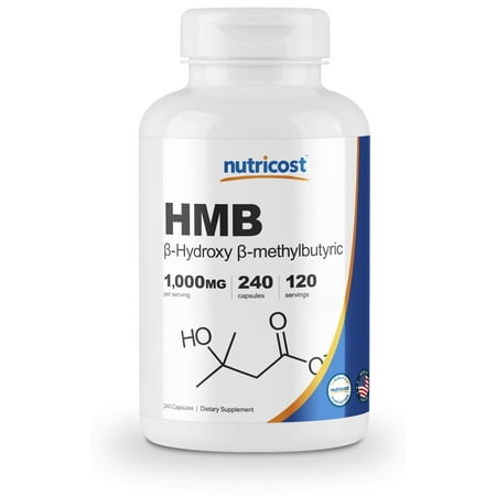 Nutricost HMB (Beta-Hydroxy Beta-Methylbutyric) 1000mg (240 Capsules) - Gluten Free and