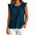 thumbnail image 3 of Tsesme Women's Ruffle Cap Sleeve Tops, Plus Size Round Neck Loose Sleeveless T-Shirt, Summer Casual Fashion Vacation Tanks S, 3 of 5