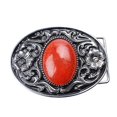 thumbnail image 4 of Vintage Tang Design Flower & Glass Pattern Gorgeous Smooth 4x3cm Hebillas de cinturón ovaladas de piedras para mujeres Hombres Joyería rojo Salvador Hebillas de cinturón, 4 of 5