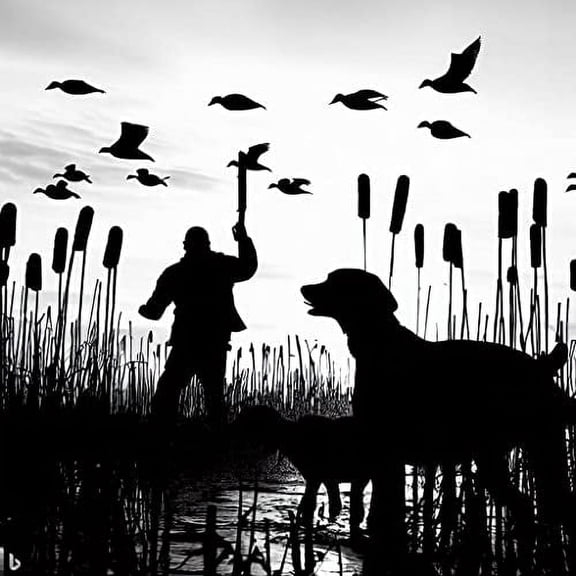Duck Hunter with Retriever Dog Edible Icing Image Cake Topper, by Tnct.