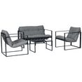 thumbnail image 1 of Outsunny 4 Piece Patio Furniture Set with Tempered Glass Table Sofa Grey, 1 of 10