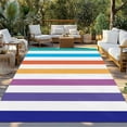 thumbnail image 3 of Fsddascl Colorful Striped Outdoor Rug for Patio/Deck/Porch, Non-Slip Large Area Rug 6 x 9 Ft, Rainbow Color Abstract Art Indoor Outdoor Rugs Washable Area Rugs, Reversible Camping Rug Carpet Runner, 3 of 5
