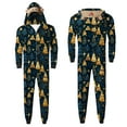 thumbnail image 2 of Odeerbi Christmas Onesie Pajamas for Family Holiday Sleep Jumpsuit Long Sleeve Family Christmas Pajamas Matching Sets Dad Fashion Lattice Print Plush Jumpsuit Sleepwear PJs Set Black, 2 of 6