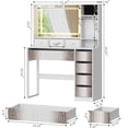 thumbnail image 4 of Ktaxon Makeup Vanity Desk with Lighted Mirror, Vanity Table with Charging Station for Bedroom, White, 4 of 8