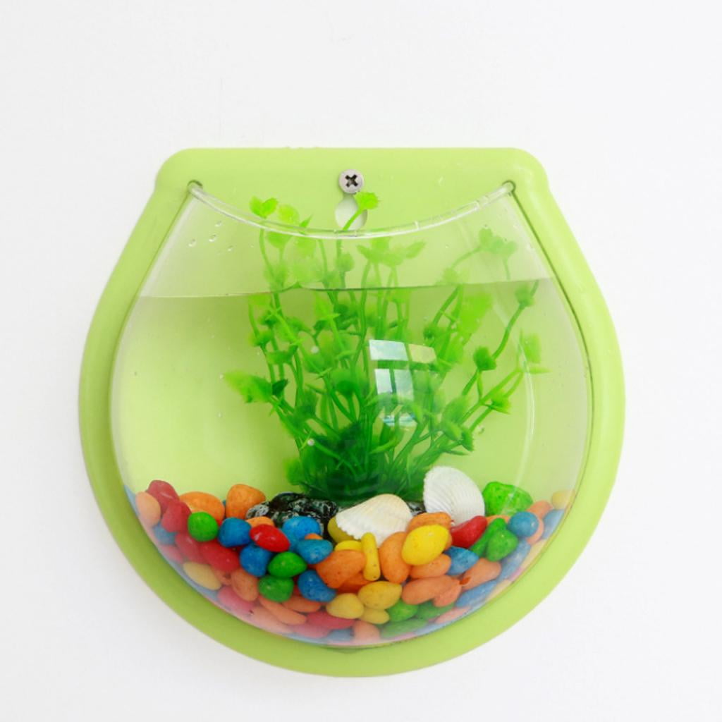Wall Mount Fish Bowl Acrylic Aquarium Tank Hanger Plant Home Decor