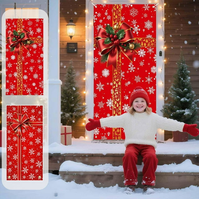 Cortina navideña para puerta, funda para puerta con forma de casita de jengibre, decoración festiva para las fiestas, puerta navideña festiva, decoración festiva para la pared, decoración