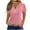 Pink, variant on HomeGardon Summer Tops Tops for Women Solid-neck Button Lace Patchwork Short Sleeved T-shirt Short Sleeved-neck Top/shirt,S-XXL