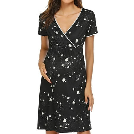 

Uerlsty Pregnant Women Floral Print Nursing Breastfeeding Summer Pajamas Dresses