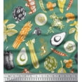 thumbnail image 1 of Soimoi Green Poly Georgette Fabric Mixed Vegetable Print Fabric by the Yard 52 Inch Wide, 1 of 3