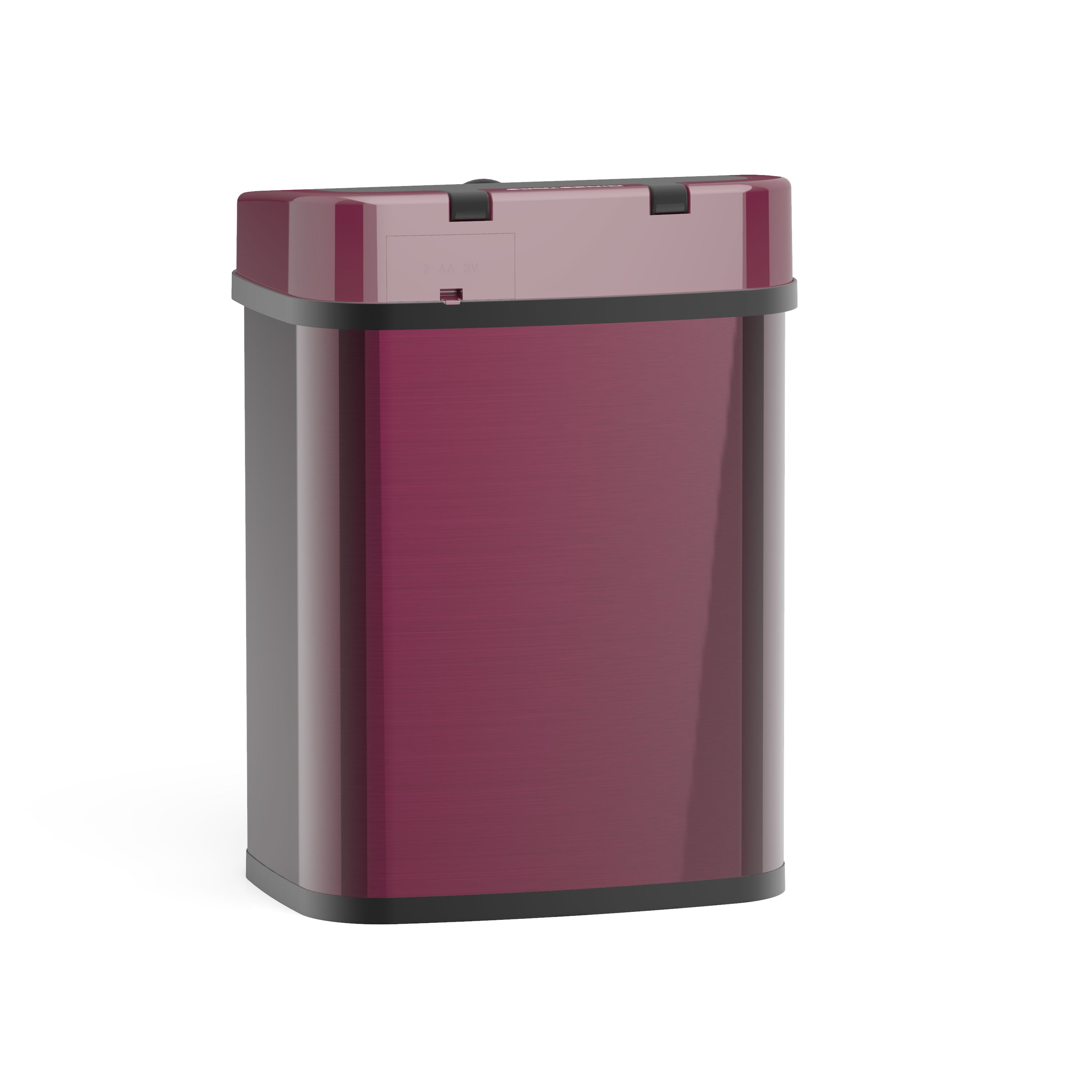 Nine Stars Automatic Bathroom Trash Can, 3 Gallon Stainless Steel, Motion Sensor Hands-Free Soft-Close Lid Garbage Bin, Burgundy