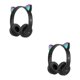 thumbnail image 2 of Moyic Auriculares con orejas de gato, auriculares para juegos de ordenador montados en la cabeza de dibujos animados, sonido estéreo negro 2Conjunto, 2 of 6
