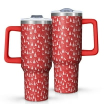 Red Christmas Tree Pattern Tumbler with Handle and Lid,40oz Double Wall Vacuum Insulated Tumbler,Cups Gift for Women and Men