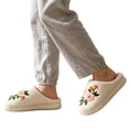 thumbnail image 6 of Women's Floral Embroidered Slippers Fuzzy Warm Comfy Indoor/Outdoor Non Slip Fashion Shoes White 6, 6 of 7