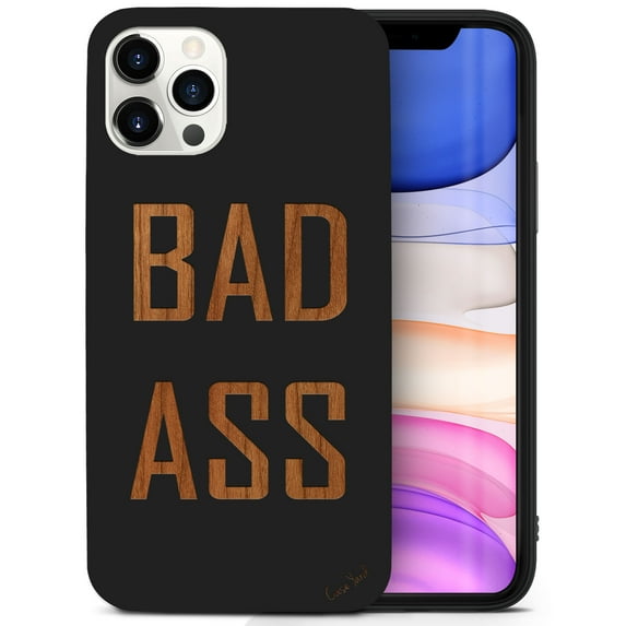Case Yard Wooden Case for iPhone-12/12-Pro Soft TPU Silicone cover Slim Fit Shockproof Wood Protective Phone Cover for Girls Boys Men and Women Supports Wireless Charging Bad Ass Design