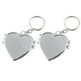 thumbnail image 1 of 2pcs Compact Round Mirror Keychain Double sided Makeup Mirror Foldable Key Pendant (Silver, Heart Shape), 1 of 8