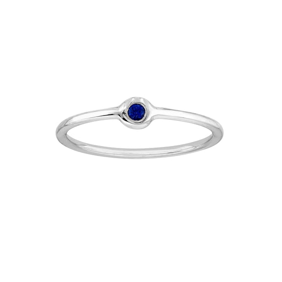 14k White Gold 1sapphire .07tcw Bezel Ring Size 6 Ring for Women