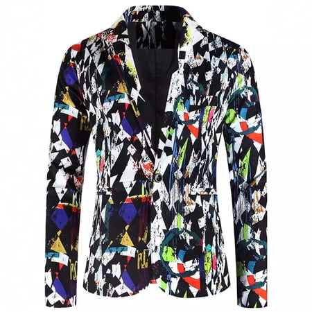 Nmnitkp Men s Sport Coats & Blazers Classic Style Men s Floral Blazer Two Button Dress Party Suit Jacket Notched Lapel Slim Fit Stylish Top