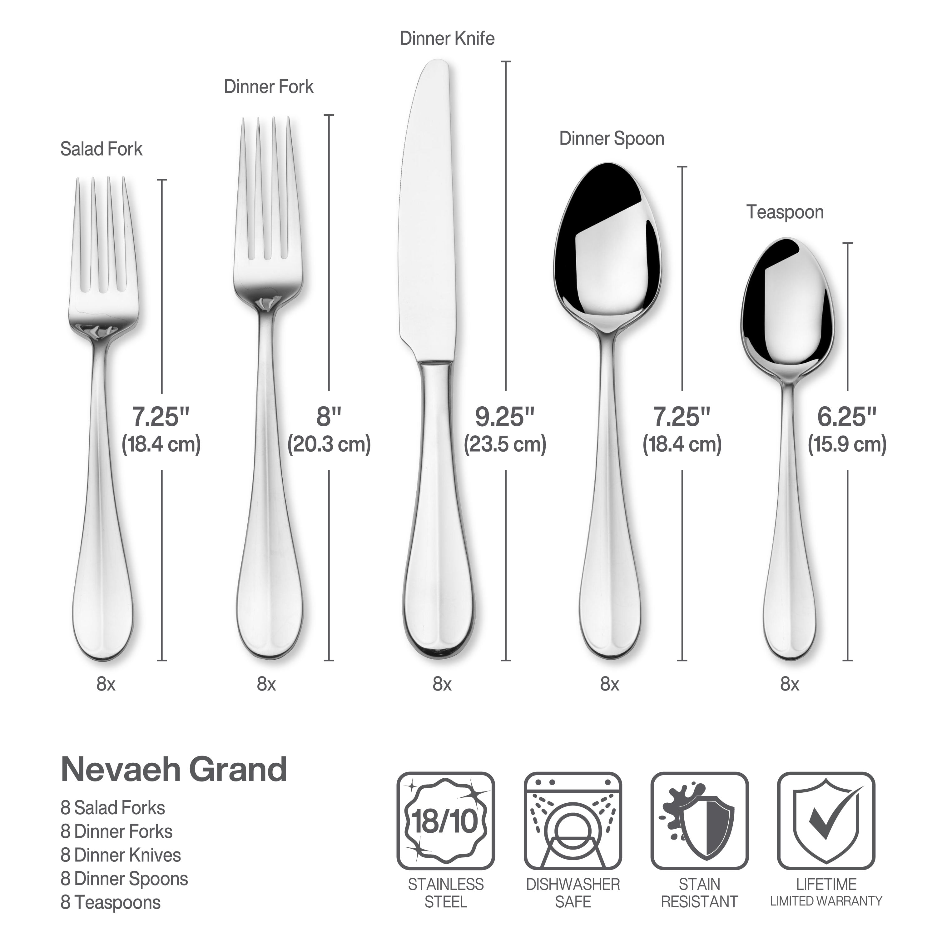 Fitz and Floyd Nevaeh Coupe 18.10 Stainless Steel Forged 45-Pc Flatware Set, Service for 8