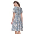 thumbnail image 2 of Bixox Robe d'Été à Manches Courtes pour Femmes Robe Ample Longueur Genou avec Poches-Fleur de Nénuphar, 2 of 7