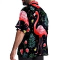 thumbnail image 3 of Flamingo Tropical Rainforest Men's Casual Hawaiian Shirts, Printed Button Down Short Sleeve Summer Beach Tops with Spread Collar - Unisex, 3 of 6