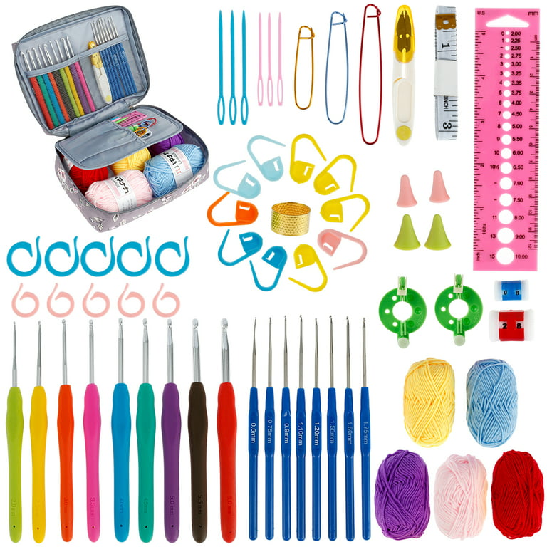 66Pcs Crochet Kits for Beginners Colorful Crochet Hook Set with Storage Bag  ☆