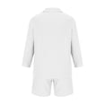 thumbnail image 5 of Women's Cotton Linen 3 Piece Outfit Loose Clothes for Ladies Solid Color Soft Tracksuits Elegant Lounge Sets Casual Sleeveless High Waisted Shorts Set Button Down Shirt White S, 5 of 8